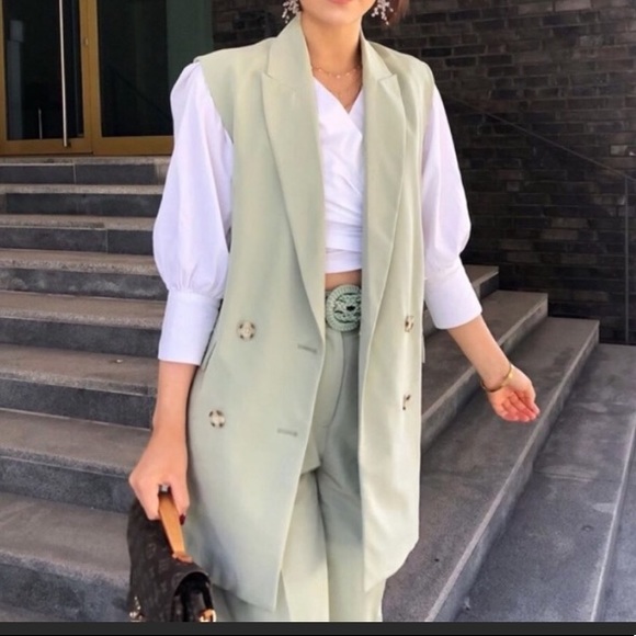 Zara 2 pieces matching set double breasted blazer vest & pants NWT - Picture 7 of 8